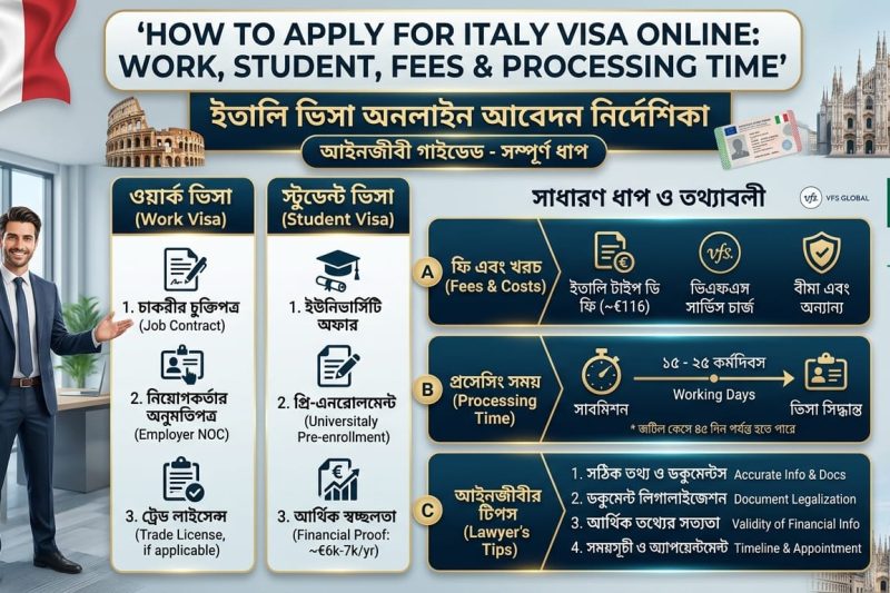 How to Apply for Italy Visa Online: Work, Student, Fees & Processing Time Lawyer Guide